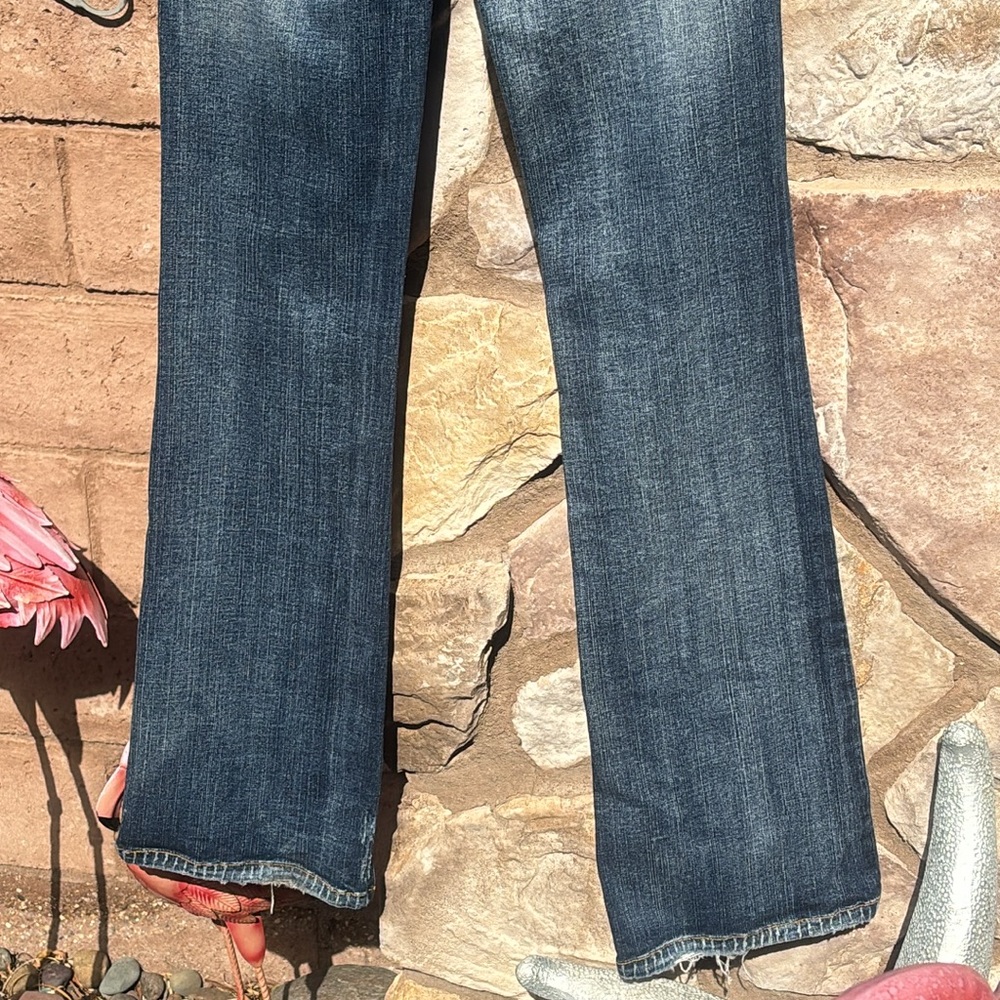 Baby Phat Jeans Flare Boot Cut Y2K Rhinestones Dark Wash Distressed Size 0 - Picture 8 of 15